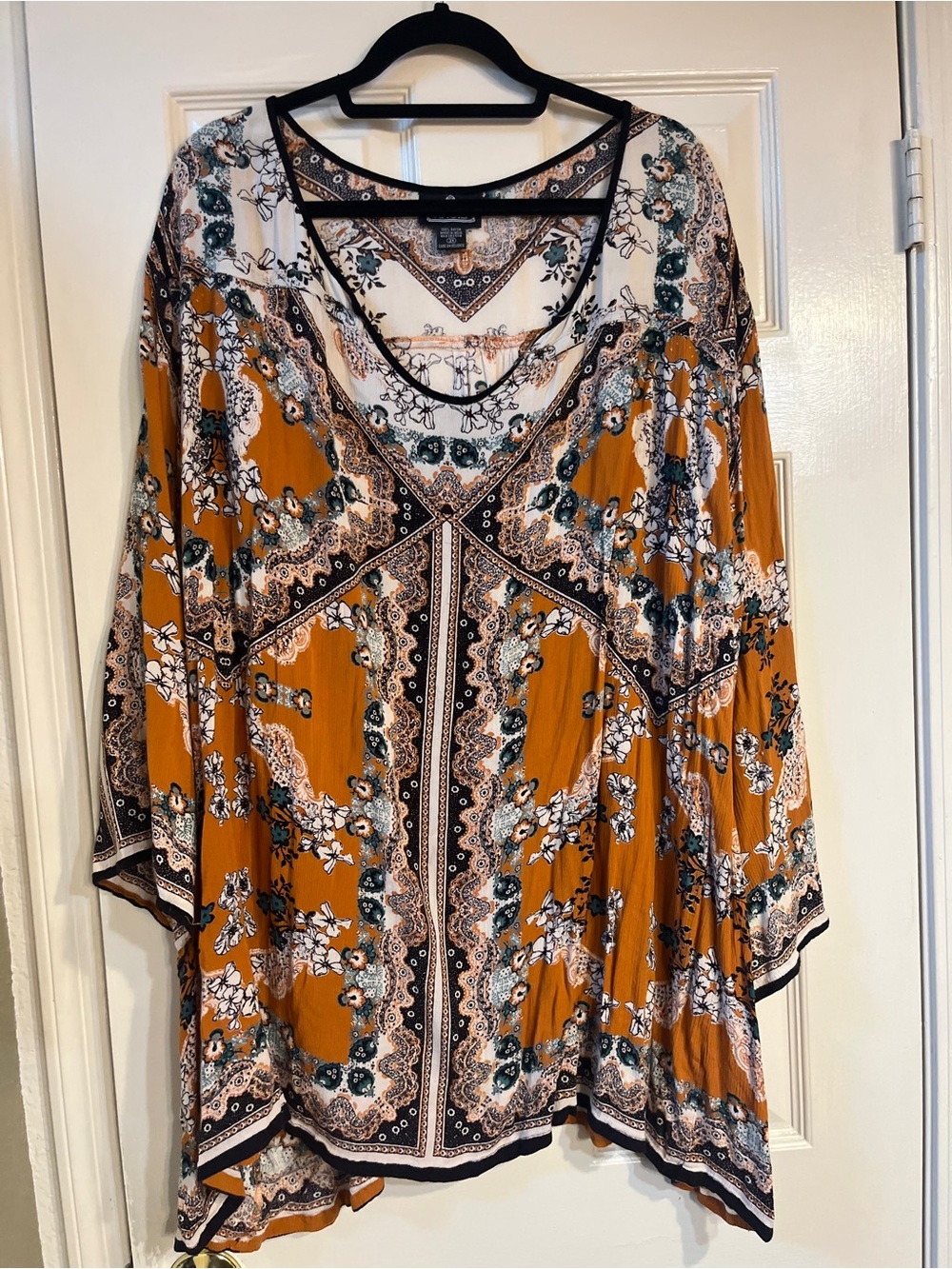 Angie Mustard Floral Paisley V-Neck Tunic